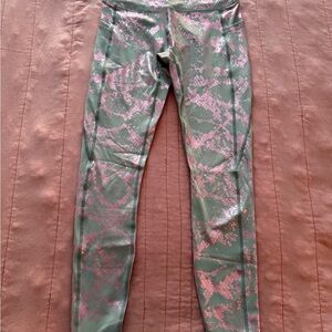 Gray and Metallic Pink Patterned Leggings. Curves N Combatboots. Never worn.